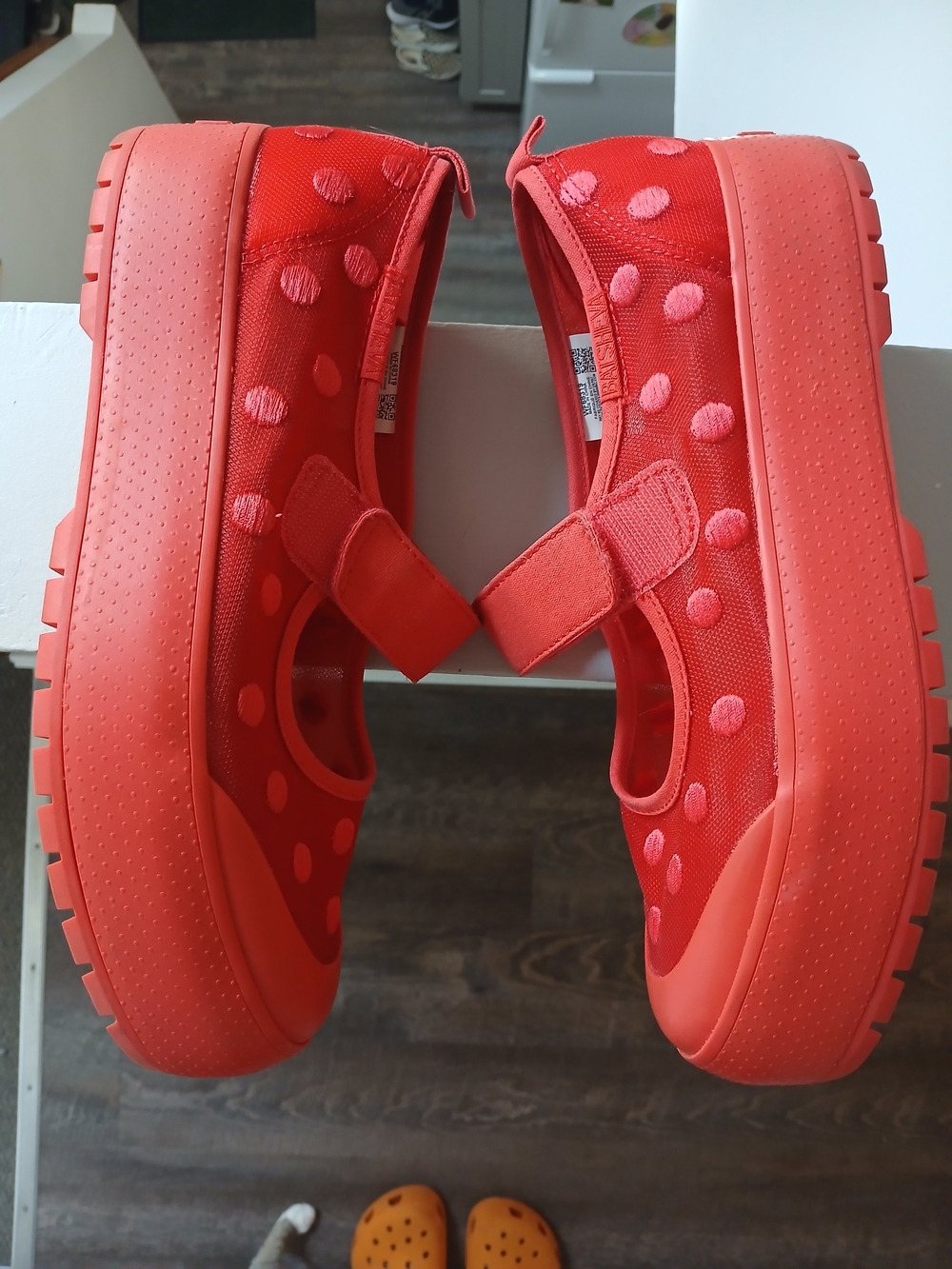 Keds x Batsheva Collab Red Mary Jane Sneakers with Polka Dot Texture - Picture 4 of 4